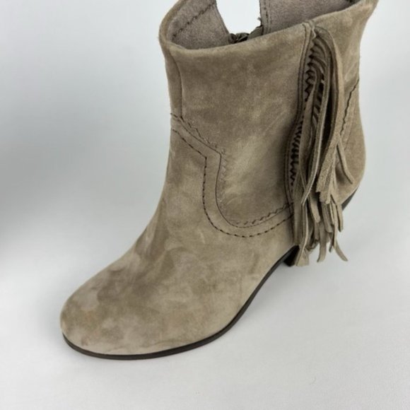Sam Edelman Louie Taupe Fringe Suede Western Ankle Boot 6 - Picture 10 of 16
